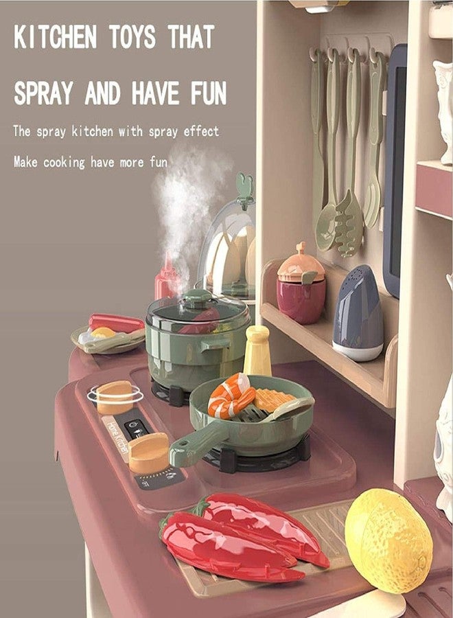 Coracy Kid New Toy Kitchen Playset with Realistic Lights & Sounds Play Sink with Running Water, Dessert Shelf Toy & Kitchen Accessories Set - Image 3